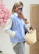 Veste sans manches en coton rayée (taille grand)