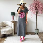 Robe Vintage rock gris rose