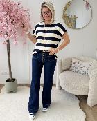 Pull en maille avec collier marine