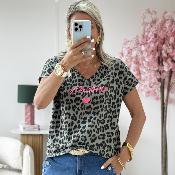 Tee shirt leolove rose fluo