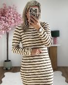 Robe marinière rayures camel