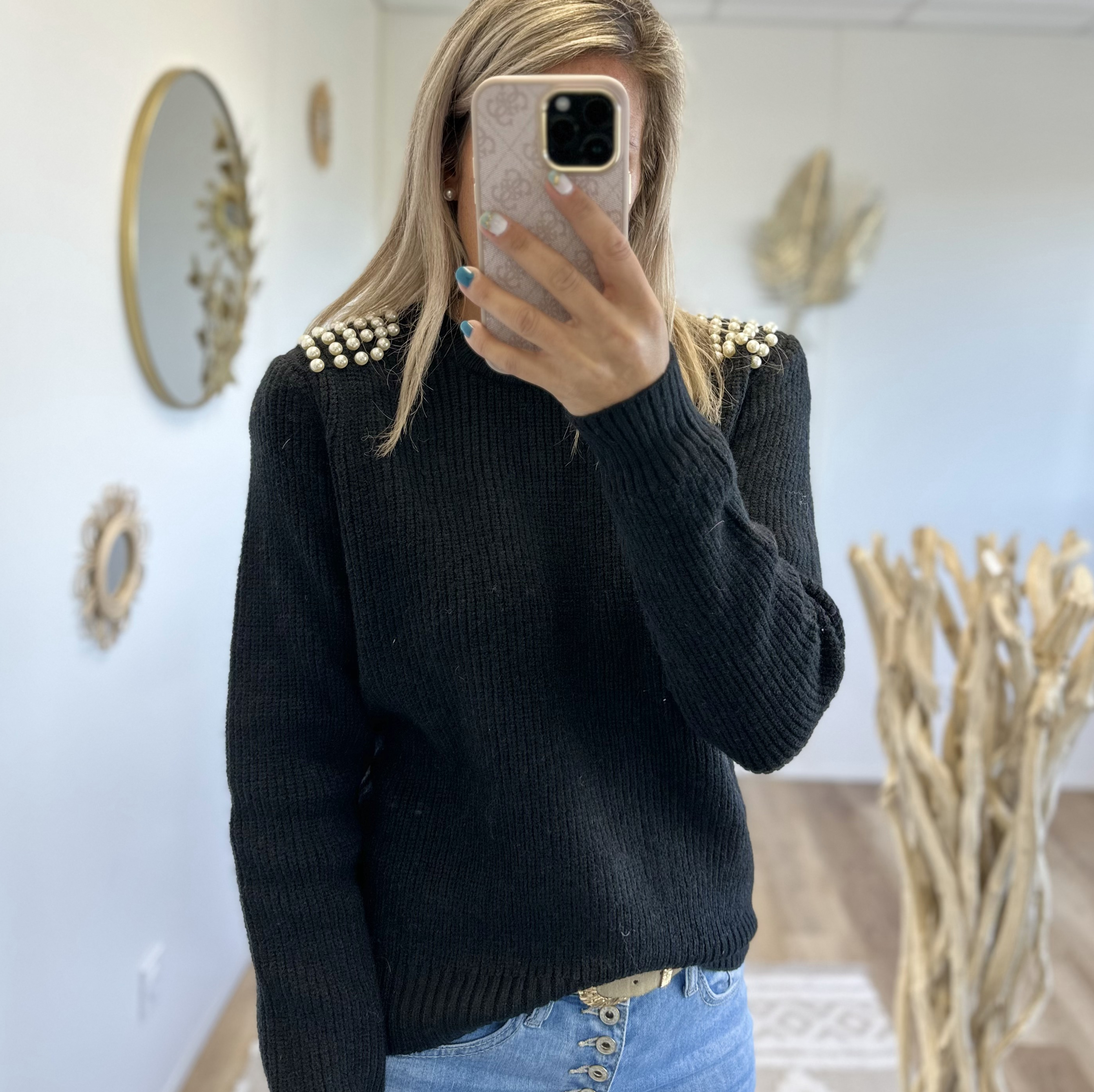 Pull Perles noir