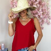 Top Flore rouge