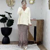 Jupe longue dentelle choco