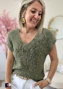 Top en maille lurex kaki