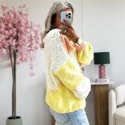 Gilet Carine saumon jaune blanc