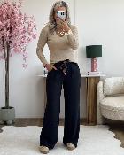 Pantalon Paula noir camel