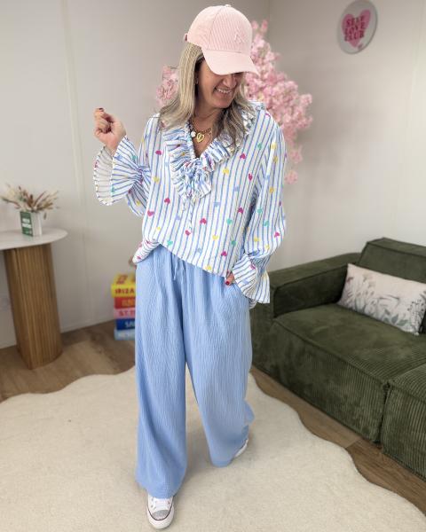 Pantalon gaze de coton ciel