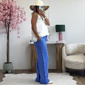 Pantalon en lin bleu