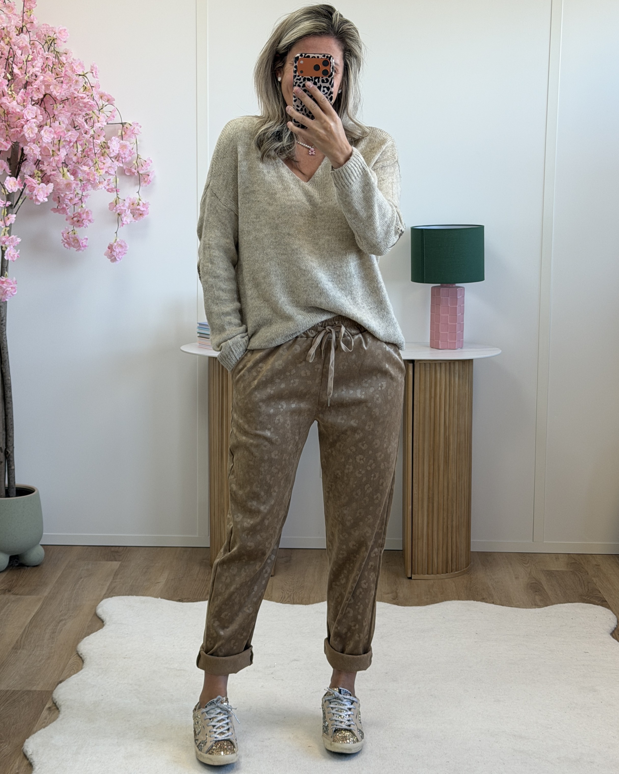 Pantalon satiné leo camel
