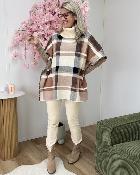 Poncho col roulé beige