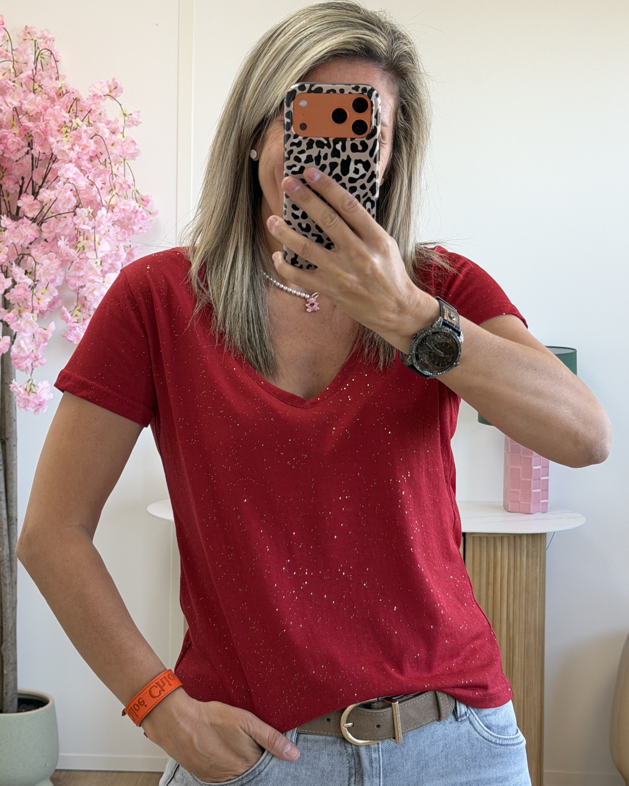 Tee shirt bordeaux paillet