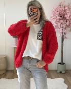 Gilet grosse maille rouge