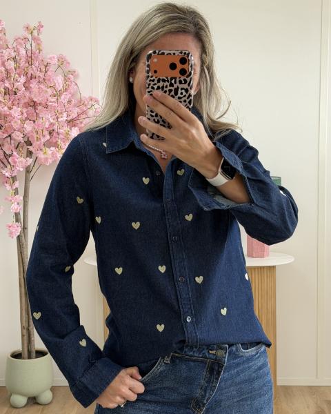 Chemise Alma brut coeurs or