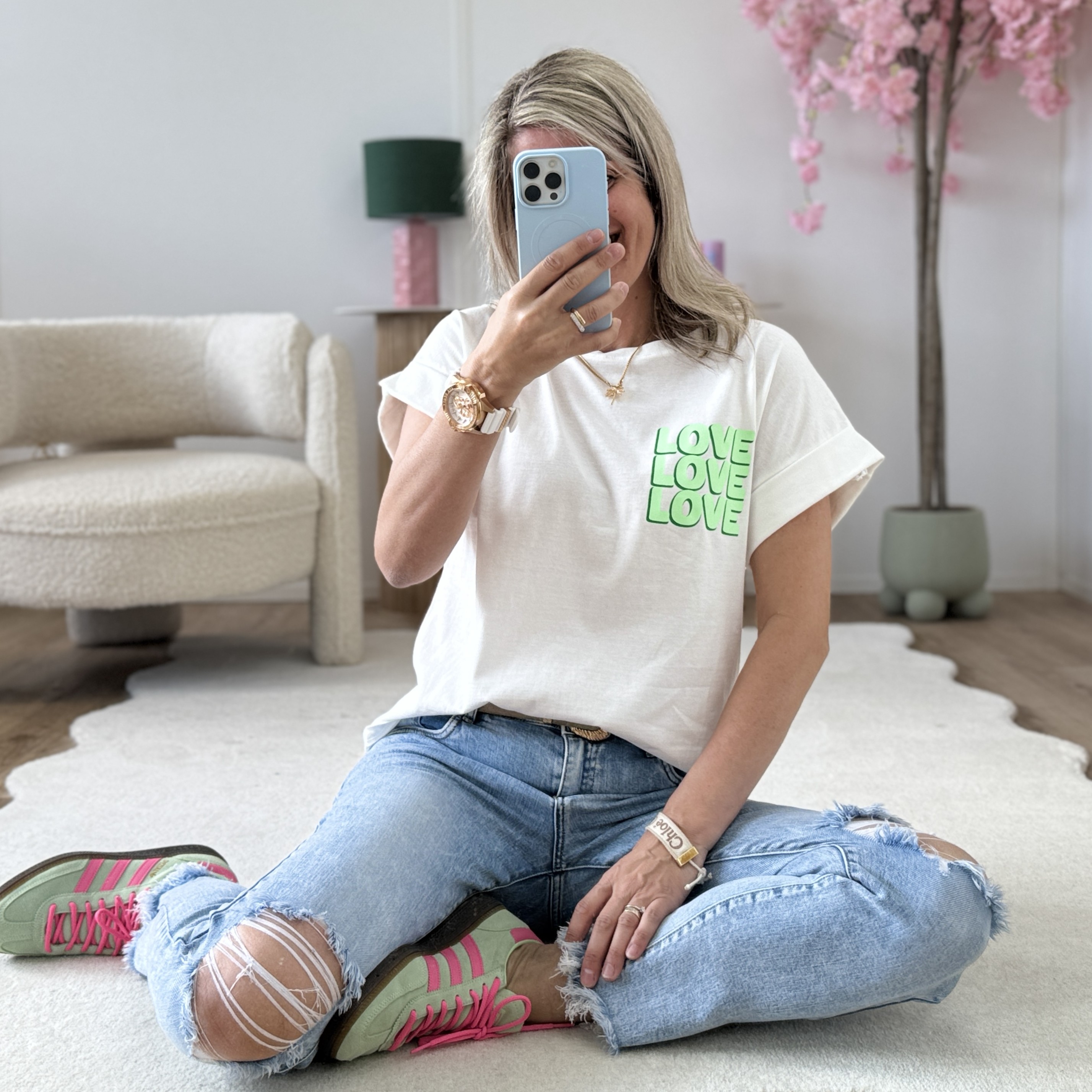 Tee shirt Love love vert