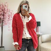 Gilet grosse maille rouge