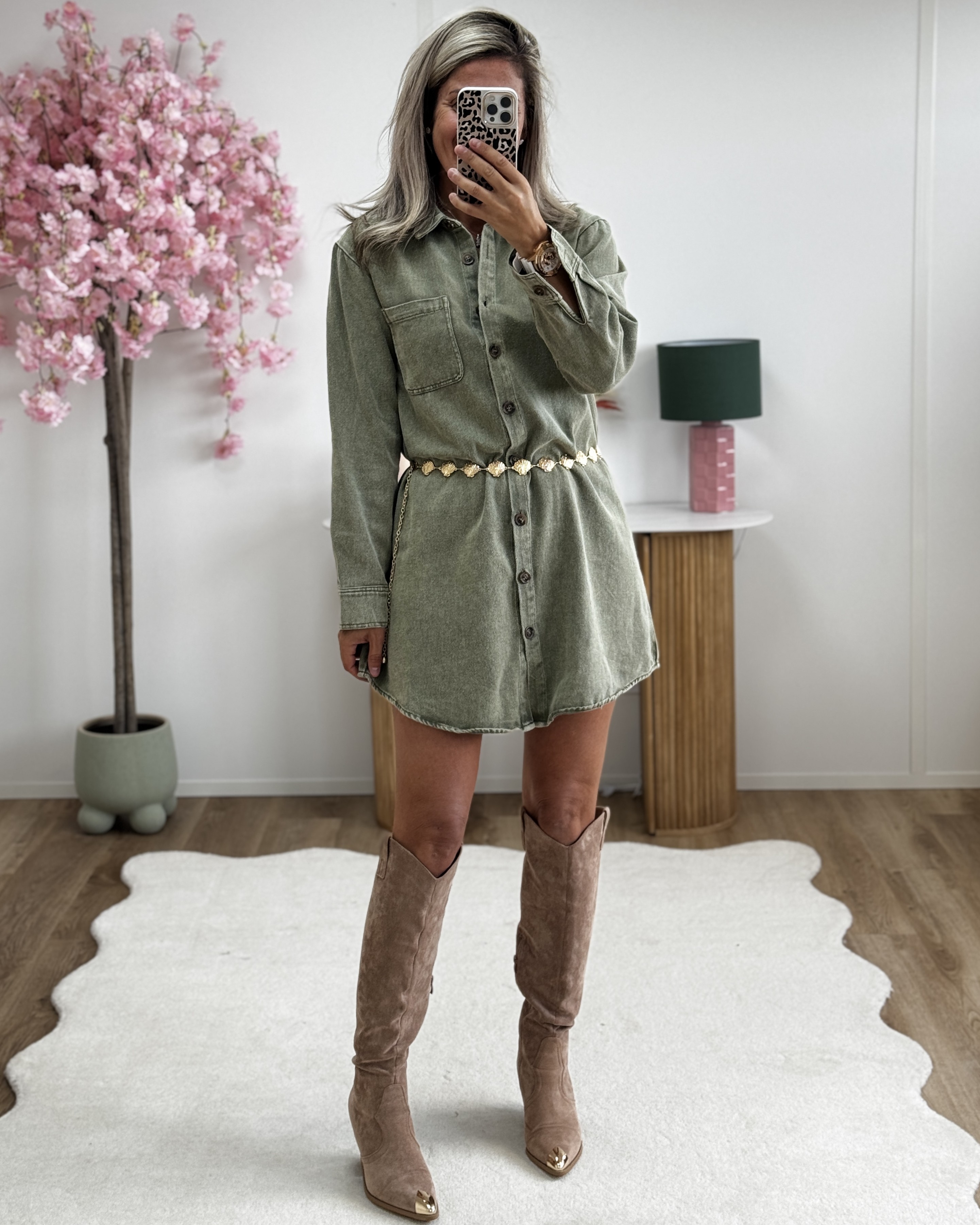 Robe chemise Cruz kaki