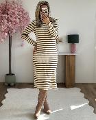 Robe marinière rayures camel