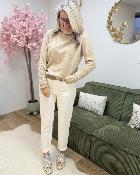 Pull col roulé beige