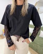 Tee shirt dentelle noir