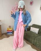 Pantalon gaze de coton rose