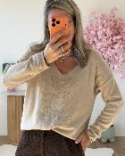 Pull Amour bonjour beige