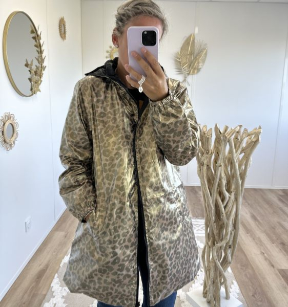 Parka réversible léopard