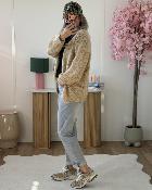 Gilet grosse maille beige