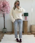 Pull avec foulard ecru