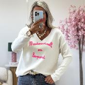 Pull mlle en leopard ecru
