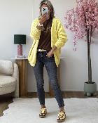 Gilet grosse maille jaune