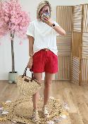 Short en gaze de coton rouge