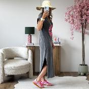 Robe Vintage rock gris rose