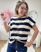 Pull en maille avec collier marine