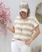 Pull en maille avec collier beige