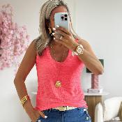 Debardeur lin rose corail
