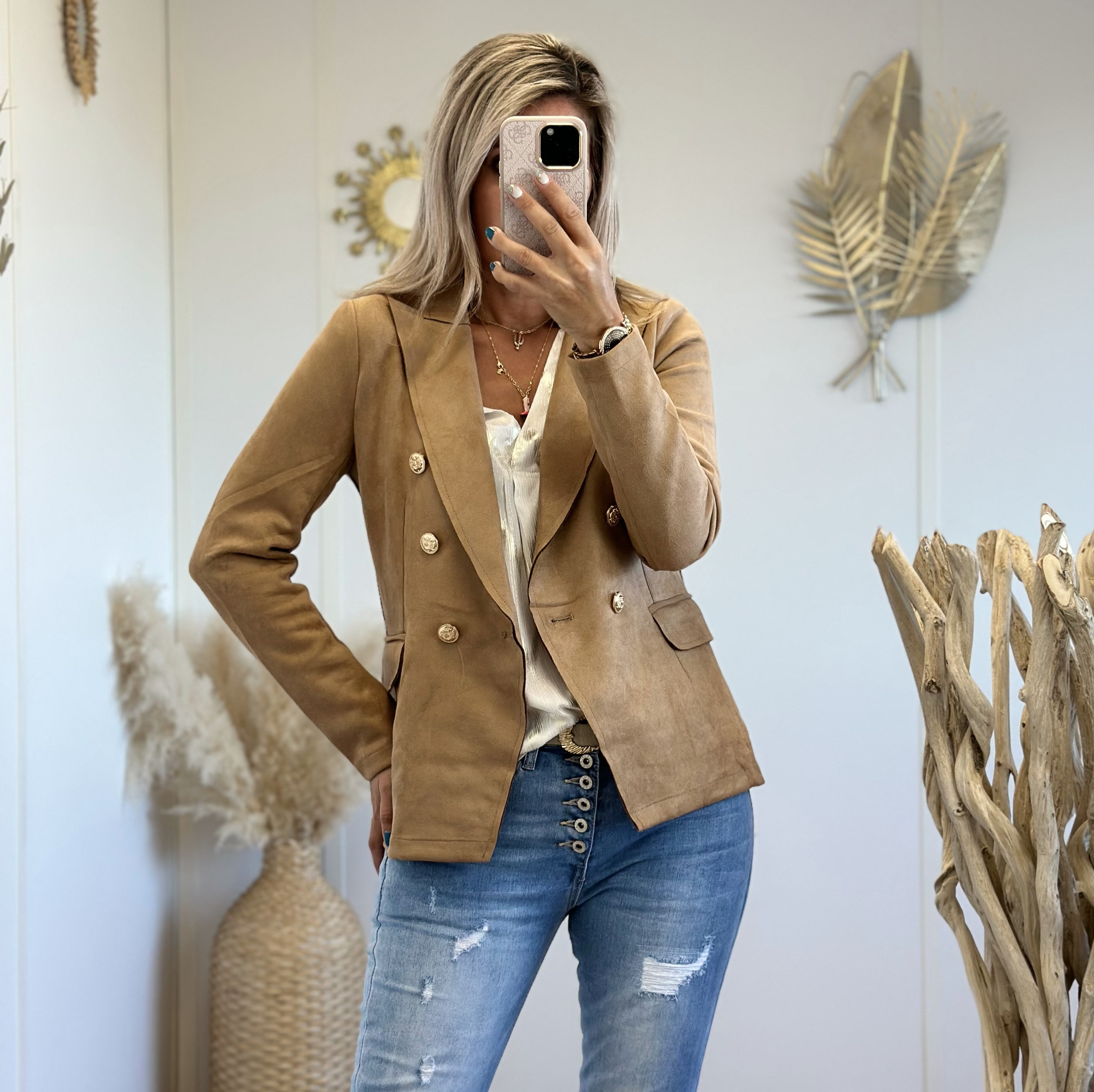 Blazer suédine camel