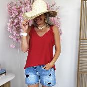 Top Flore rouge