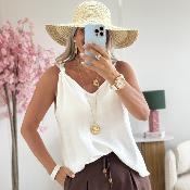 Top Flore blanc