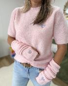 Pull avec mitaines rose