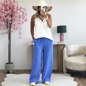Pantalon en lin bleu
