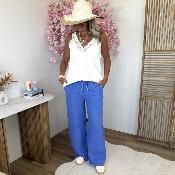 Pantalon en lin bleu