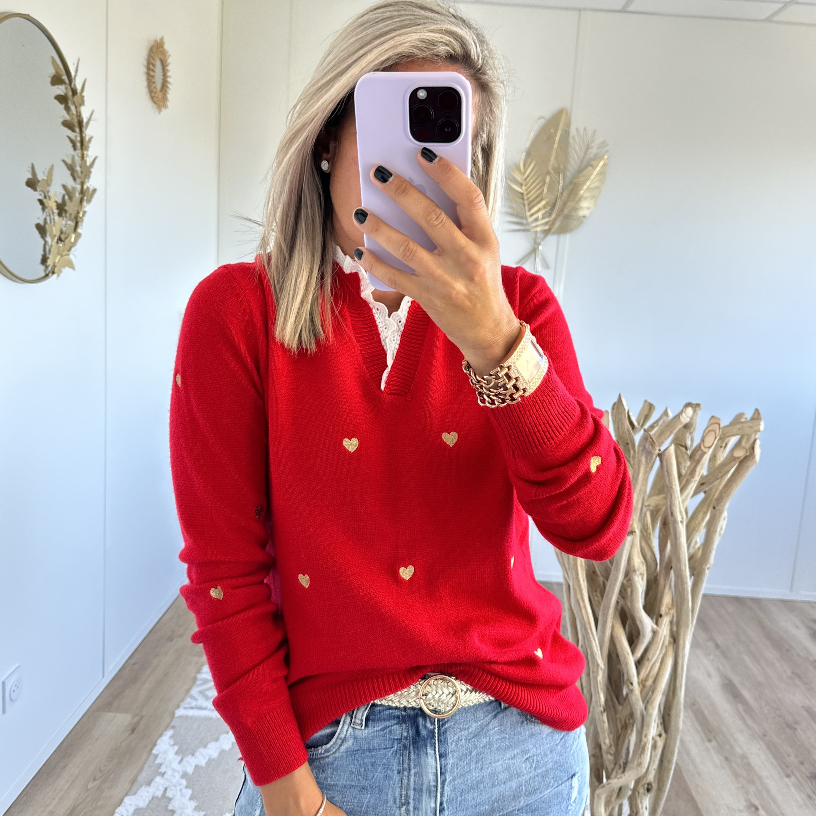 Pull heart rouge