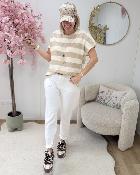 Pull en maille avec collier beige