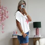 Tee shirt Lou rose fluo