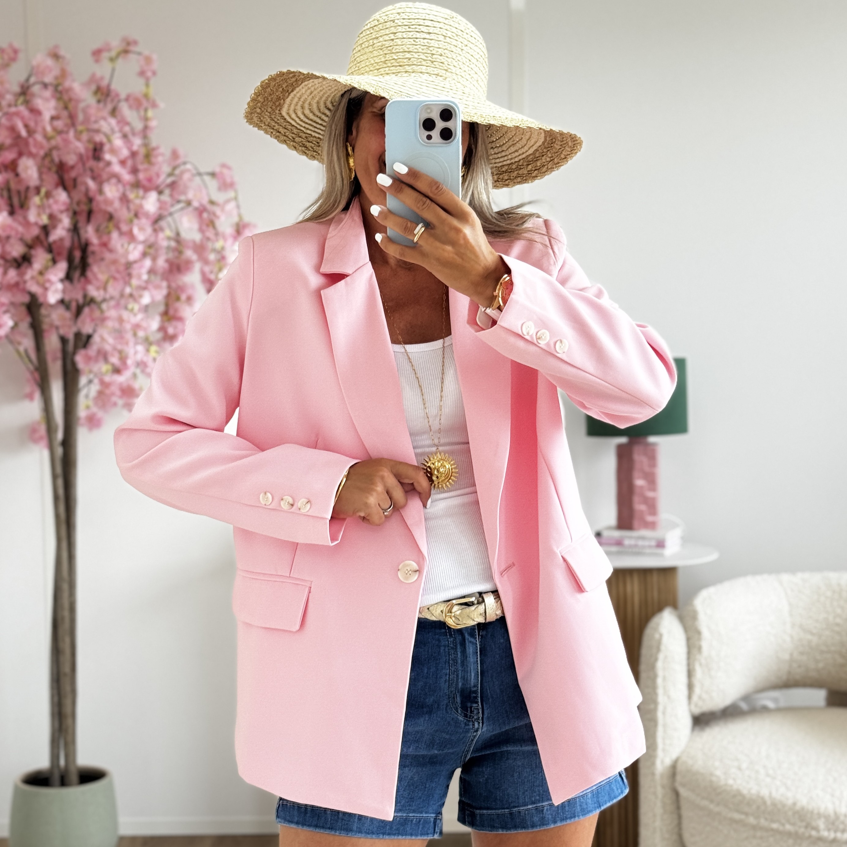Blazer oversize rose (taille grand)