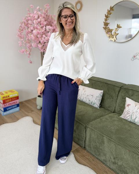 Pantalon en lin marine