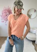 Top en maille lurex saumon