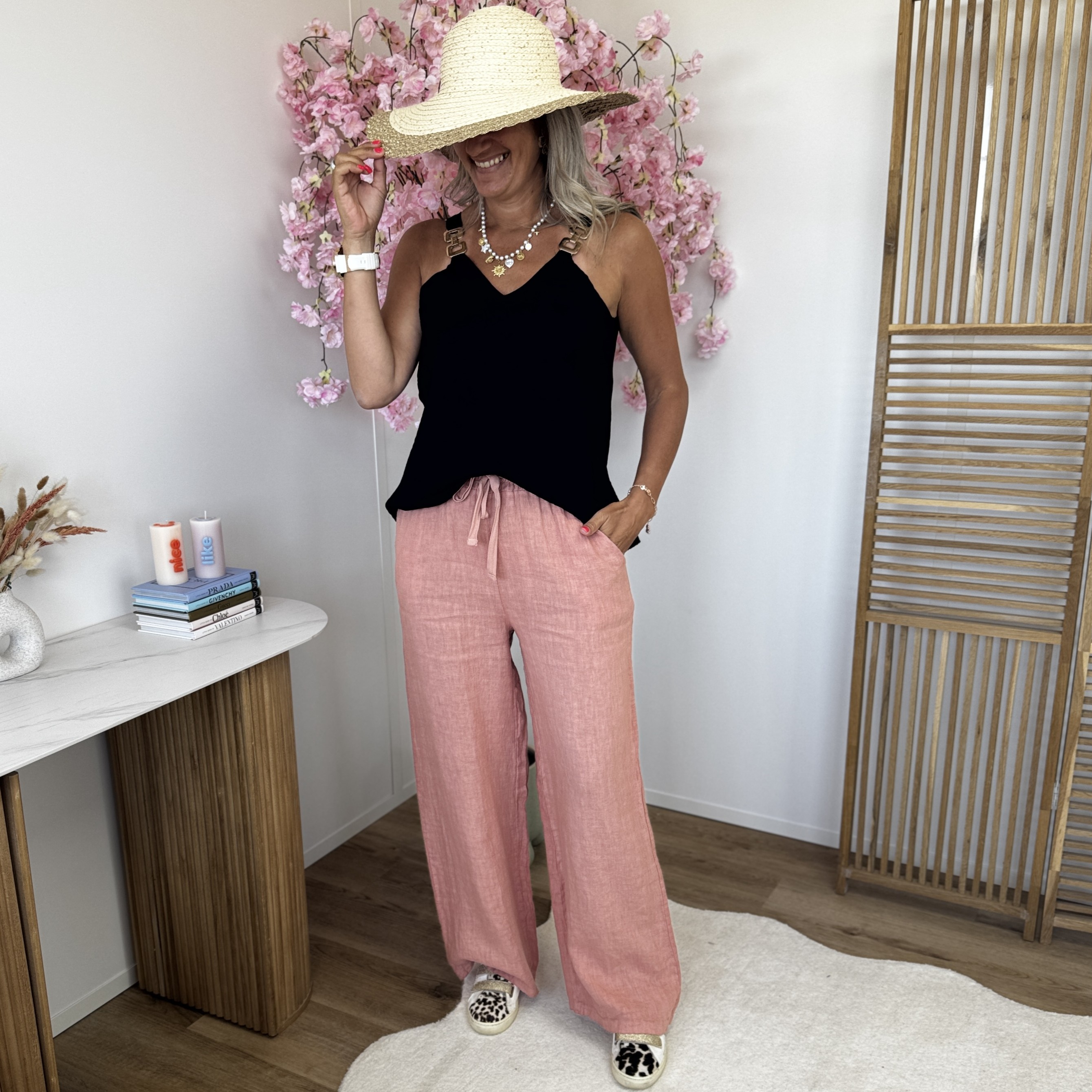 Pantalon en lin terracotta