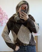 Pull col bardot beige